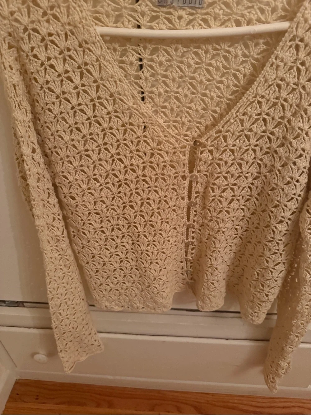 JM.STUDIO Cream Crochet Button-Front Sweater
